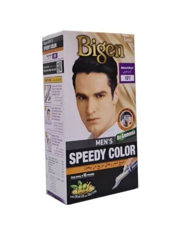 Black Hair Dye Permanent 101 Natural Black Fast Gray Coverage Bigen Men's 50g