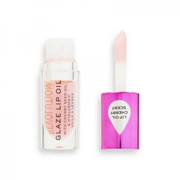 Revolution Glaze Lip Oil, Hyaluronic Acid, Vitamin E, Glam Pink, 4.6ml