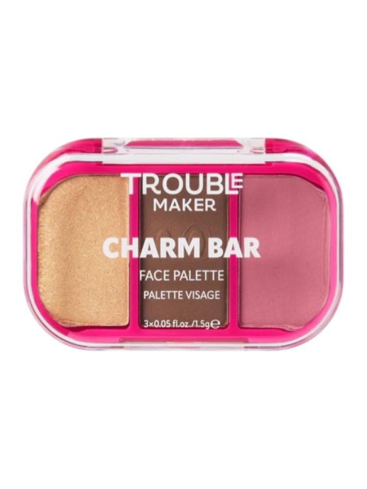 Trouble Maker Charm Bar Trio Face Palette - Matte Blush Bronzer Highlighter 1.5g