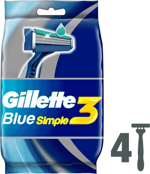 Gillette Disposable Razors Blue Simple 3 4Pcs
