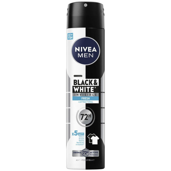 Nivea Mens Deodorant Spray Black & White Invisible Fresh 200ml