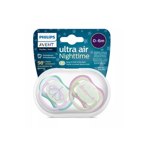 Philips Avent Ultra Air Pacifier Nighttime Glow 0-6 Months 2-Pack