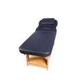 Salon System Black Synthetic Leather Massage Bed with Wooden Base