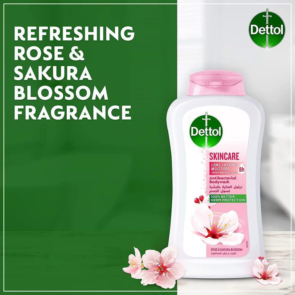 Dettol Skincare Body Wash Rose & Sakura Blossom Antibacterial Protection 250ml
