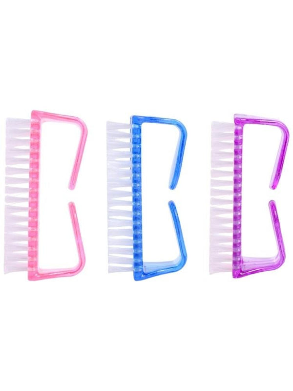 Nail Cleaning Brushes 3-Piece Assorted Colors Salon System
