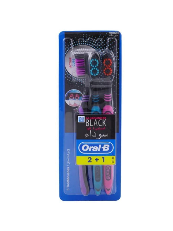 Best Toothbrush for Plaque Removal Cup Bristles Oral-B 2+1 Pack