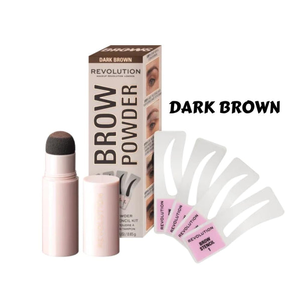 Revolution Eyebrow Powder Set Medium Brown, 2-Step Brow Definition