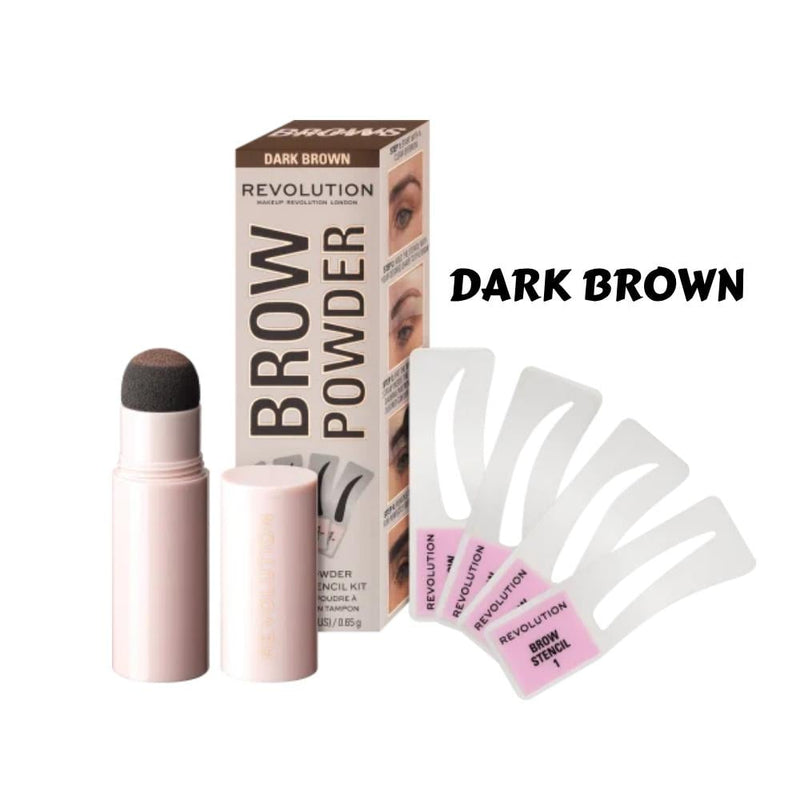 Revolution Eyebrow Powder Set Medium Brown, 2-Step Brow Definition