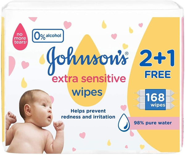 Sensitive Baby Wipes Newborn Gentle Care 3+1 Offer Johnson Baby 224 Pieces