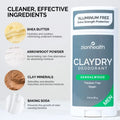 Zion Health CLAYDRY Bold Men Vegan Deodorant Sandalwood - 80g