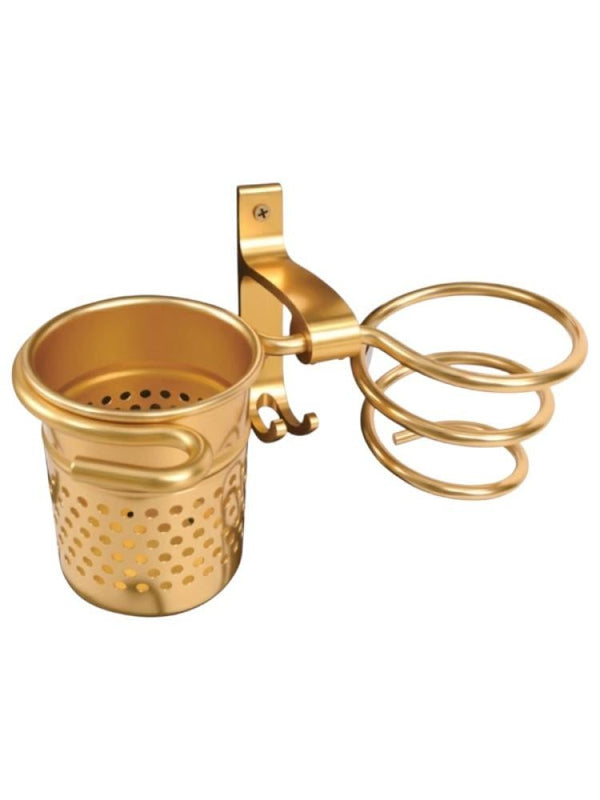Salon System Dual Wall Mount Hair Dryer Holder Rack Gold