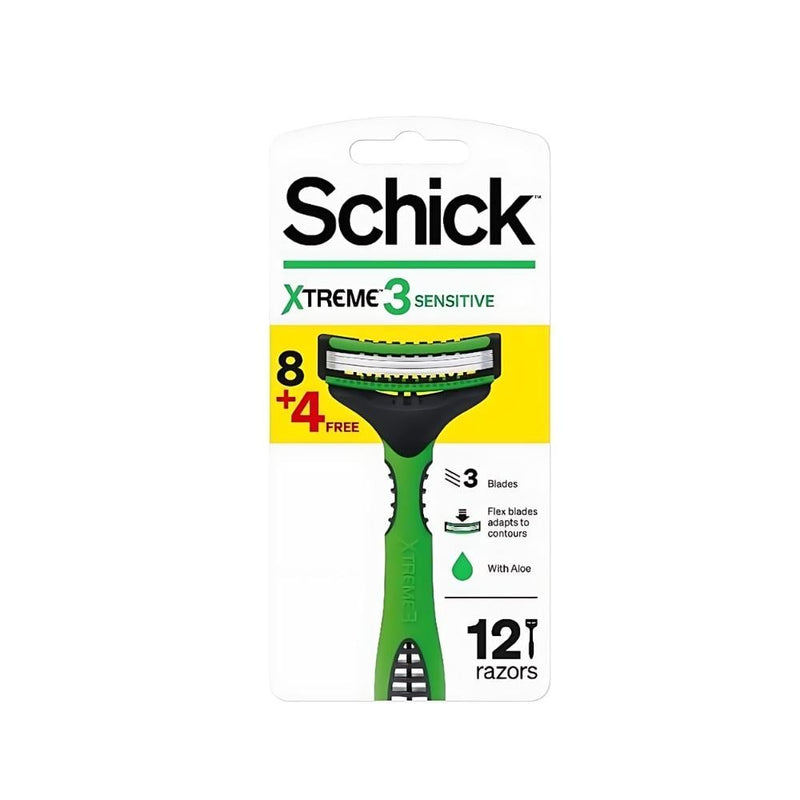 Schick Extreme Men's Razor 3 Blades Aloe Vera Vitamin E 12 Count