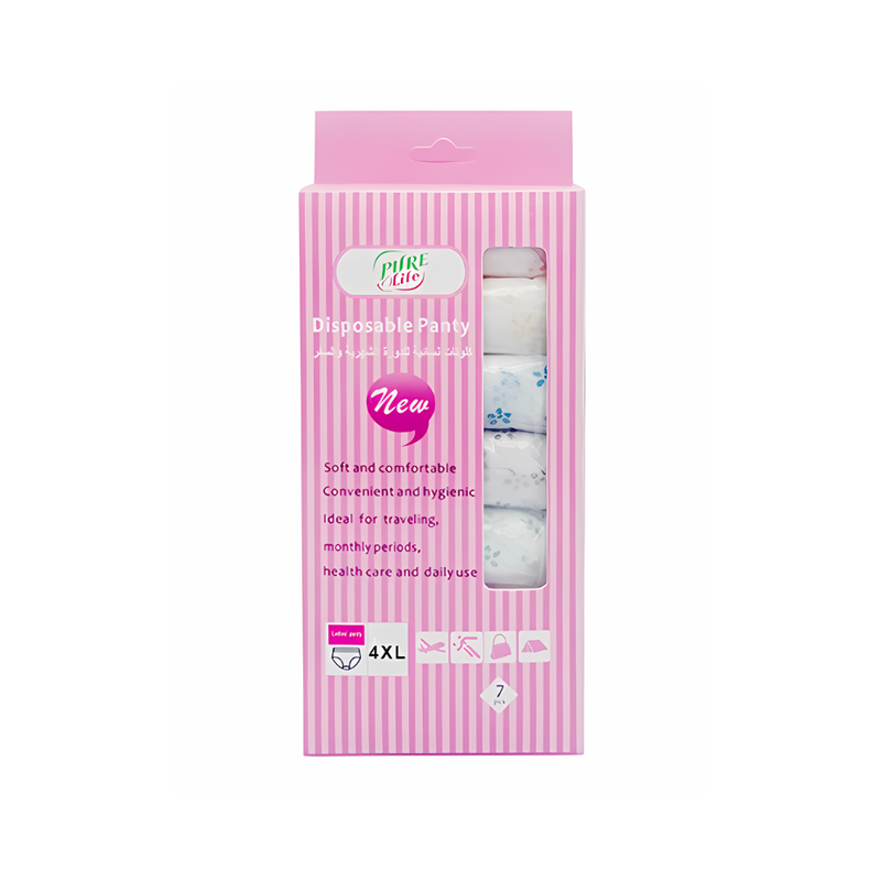 Pure Life Disposable Panties, Menstrual and Travel Underwear, 7 Pieces