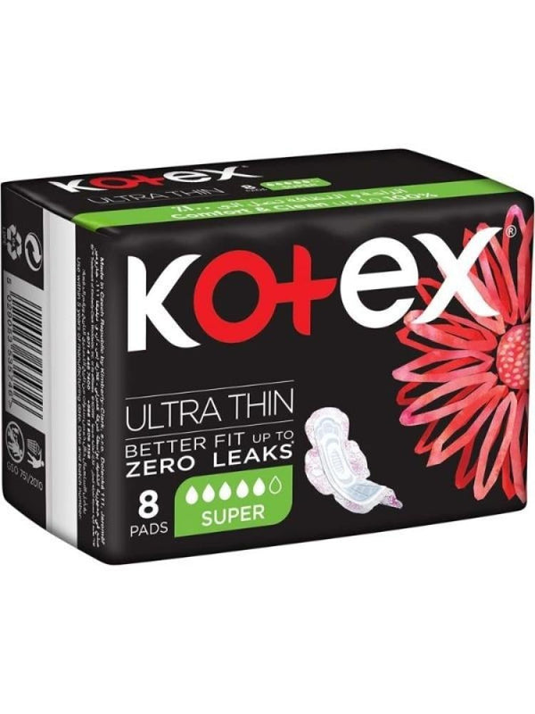 Sanitary Pads Ultra Thin No Leakage Nighttime with Wings Kotex 8 Pads