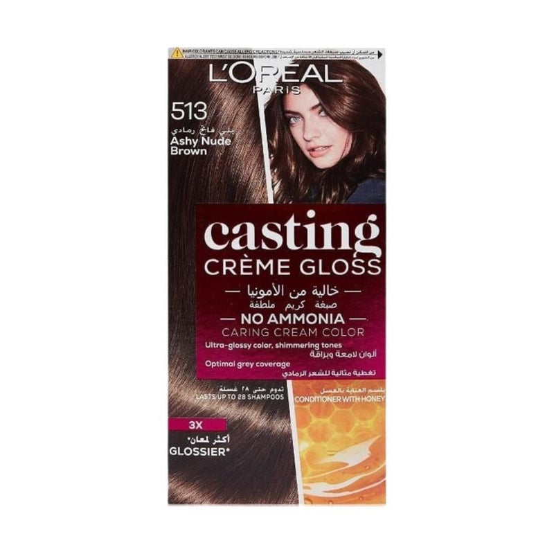 L'Oreal Paris Casting Creme Gloss Ammonia-Free Hair Color, Light Ash Brown 513, 180ml