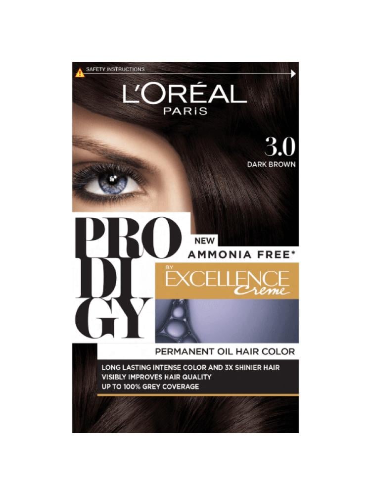 Dark Brown Hair Dye Ammonia-Free Permanent Oil L'Oreal Paris Prodigy 3.0