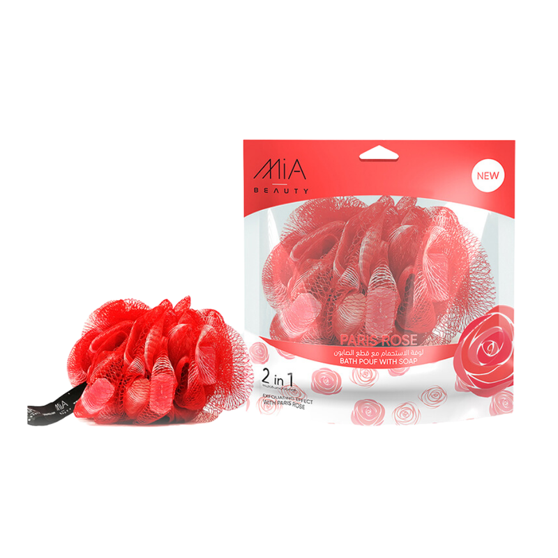Mia Beauty Paris Rose Soap Bath Loofah with Exfoliating Sponge