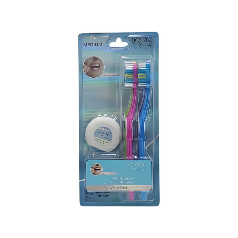 Norsina Toothbrush and Dental Floss Set, Soft Bristles, Ergonomic