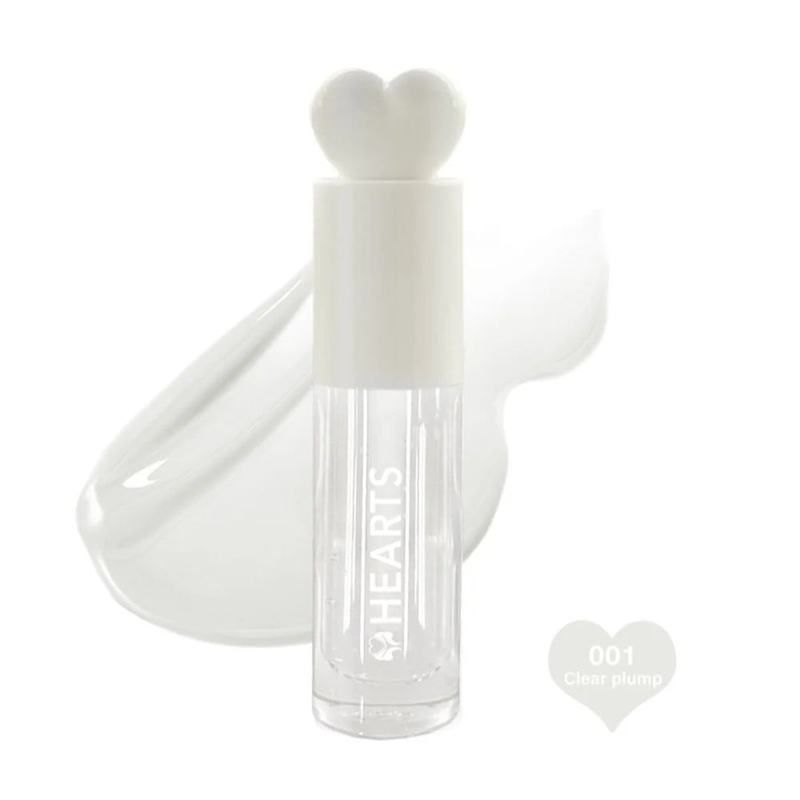 Clear Lip Gloss Plumping High Shine Natural Look HEARTS 5ml