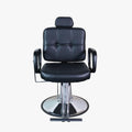 Salon System Hydraulic Barber Chair - Black Synthetic Leather, Square Handle