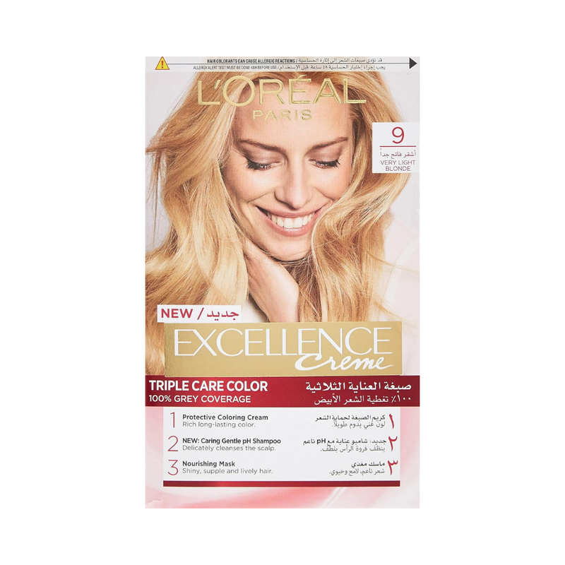 L'Oreal Paris Hair Dye, Very Light Blonde 9, Gray Coverage, 192ml