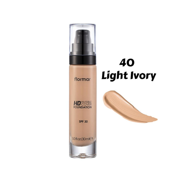 Light Coverage Foundation HD Invisible Cover Ivory Flormar 30ml
