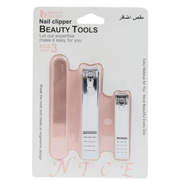 Salon System Stainless Steel Nail Clipper Set with File - Travel Size