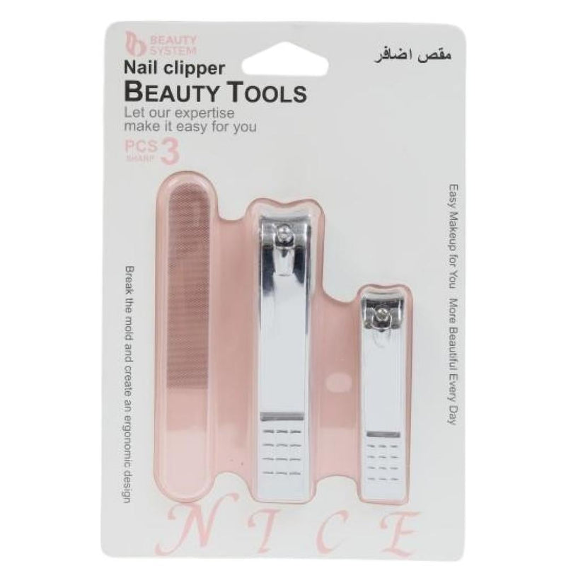Salon System Stainless Steel Nail Clipper Set with File - Travel Size