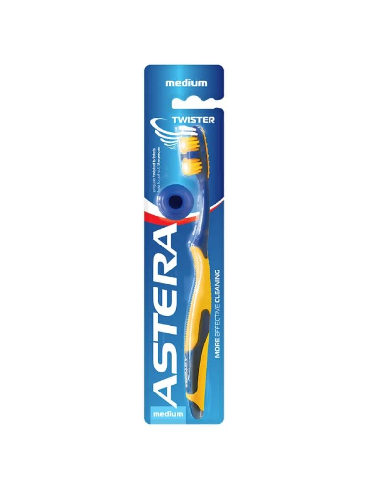Toothbrush for Plaque Removal Medium Soft Twisted Bristles Astera 1 Piece