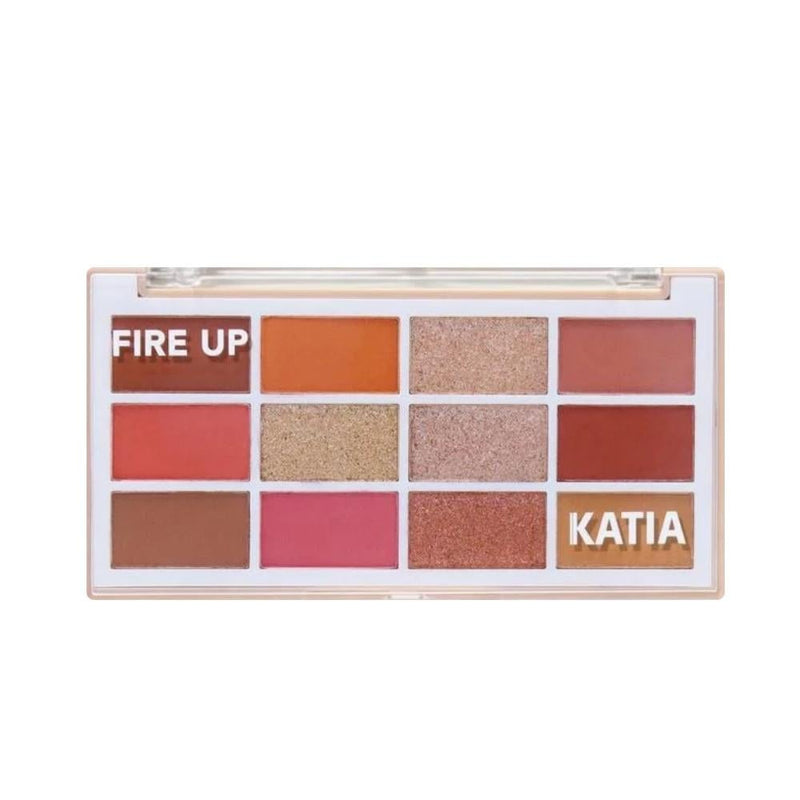 Katia Fire Up Eyeshadow Palette 12 Matte Shimmer Shades Warm Earthy Tones