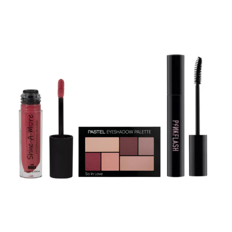 Armaf Makeup Set - Eyeshadow Palette, Mascara, Lip Gloss - 3 Pieces