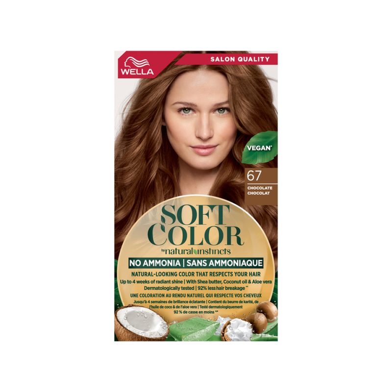 Wella Soft Color Hair Dye, Ammonia-Free, Chocolate 67, Vegan, 28 Washes