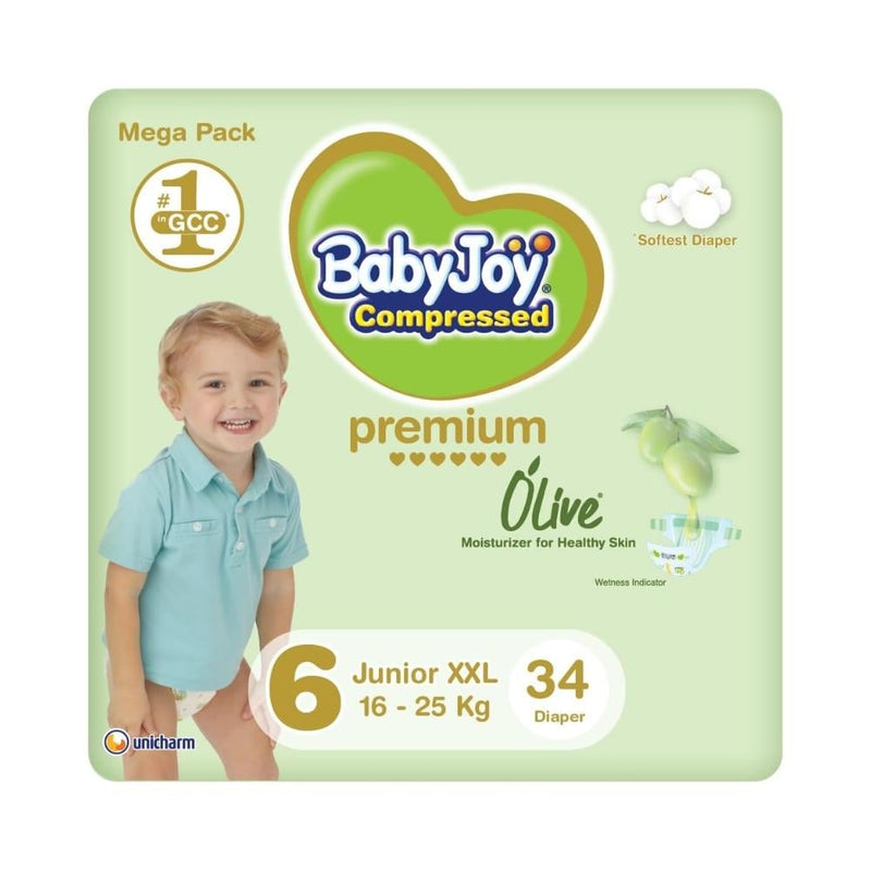 BabyJoy Olive Diapers with Elastic Band Size 6 16-25kg 34 Pieces