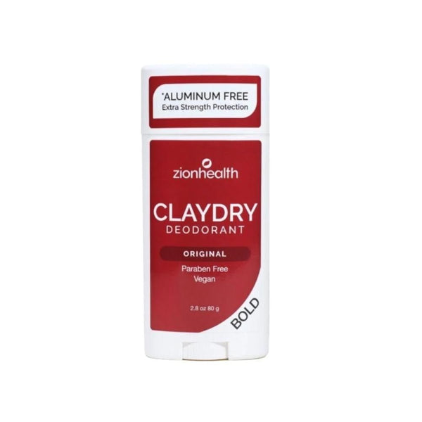 Zion Health Claydry Deodorant, Aluminum-Free, Fragrance-Free, Vegan, 80g