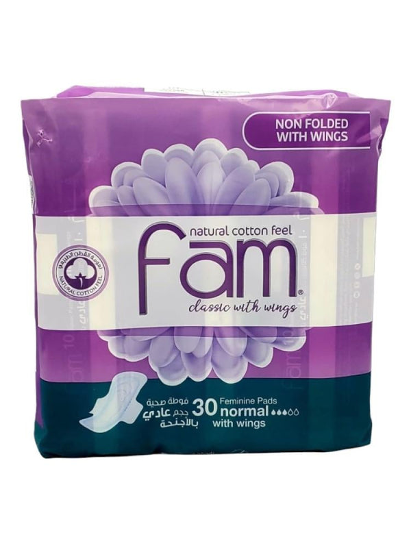 Fam Classic Regular Pads with Wings - 30 Count