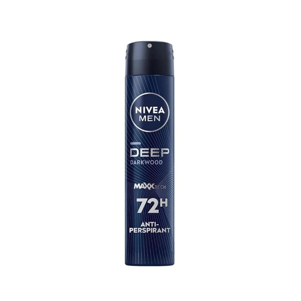 Nivea Deep Black Carbon Antibacterial Deodorant Spray for Men, 48-Hour Protection, 200ml