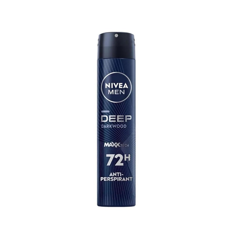 Nivea Deep Black Carbon Antibacterial Deodorant Spray for Men, 48-Hour Protection, 200ml