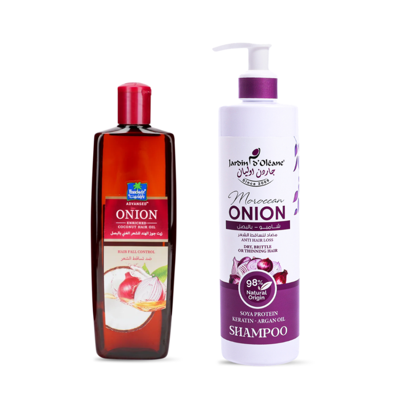 Onion Oil and Strengthening Shampoo Set for Volumising Hair Care 580ml