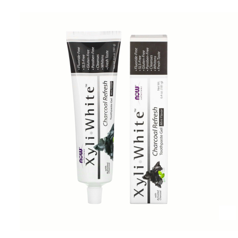 Now Xylwhite Toothpaste, Activated Charcoal, Mint, Fluoride-Free, 181g