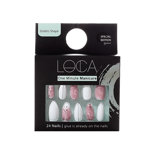 Luca Self-Adhesive Artificial Nails French Manicure White Pink Gold 24 Count