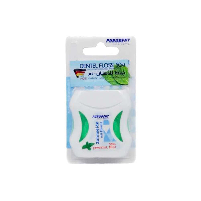 Best Dental Floss Waxed Fluoride Mint Purodent 50m
