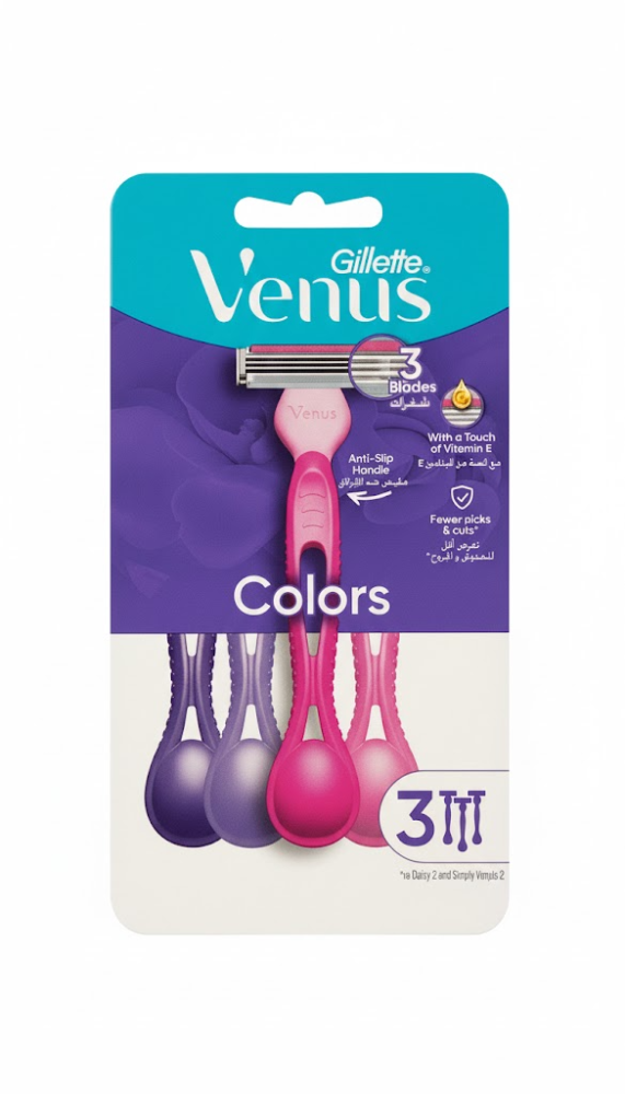 Venus 3 Women's Disposable Razor Triple Blade Smooth Finish Gillette 3 Pcs