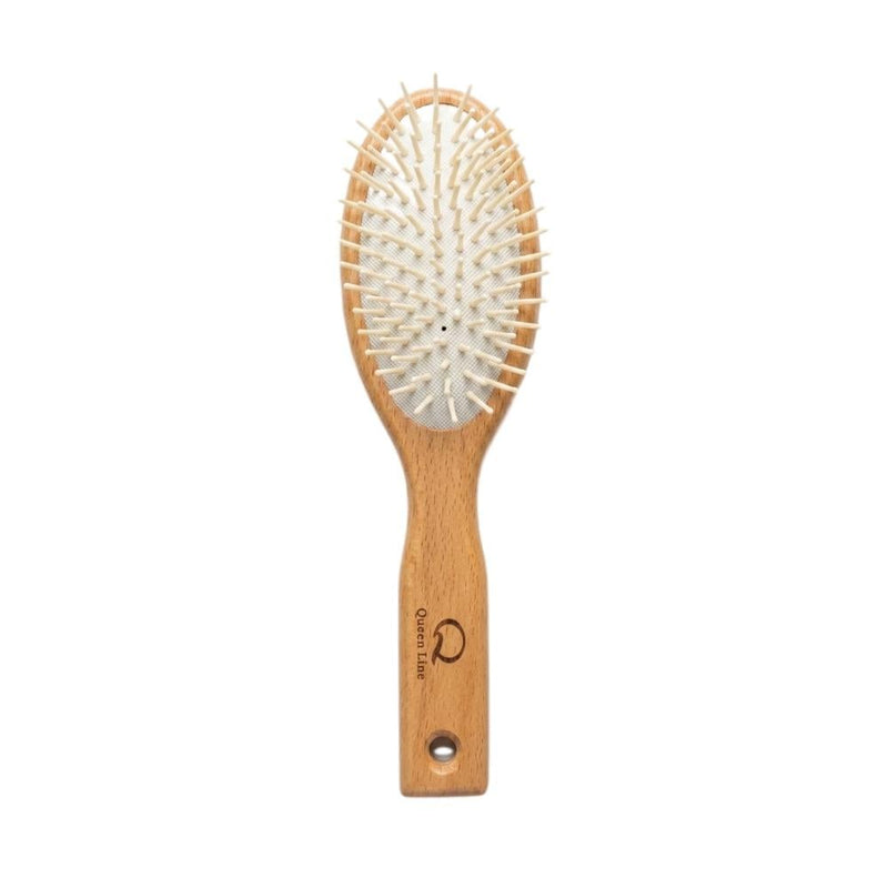 Queen Line Wooden Detangling Hairbrush, Model 2718, Natural Wood
