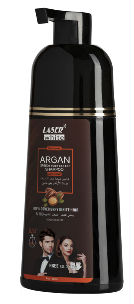 Shampoo for Dyed Black Hair Argan Oil Colour Coverage Laser White 420ml