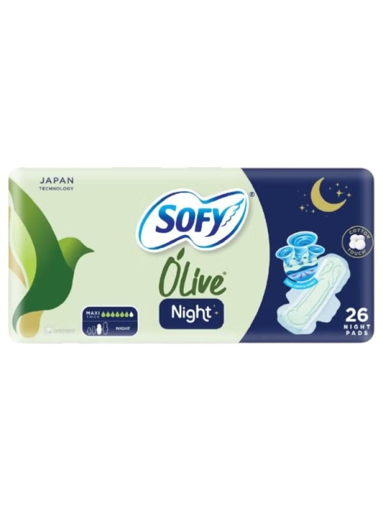 Best Night Sanitary Pads Overnight Maxi Olive Oil Sofy 26 Pads