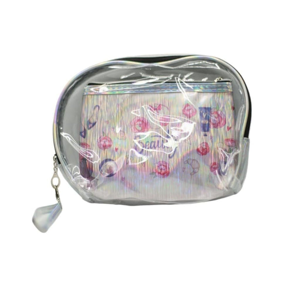 Clear Makeup Bag Set Travel Organizer Transparent Design 3Q Beauty 2 Pieces