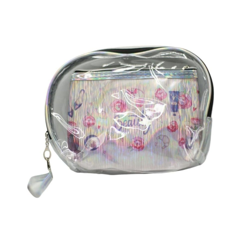 Clear Makeup Bag Set Travel Organizer Transparent Design 3Q Beauty 2 Pieces