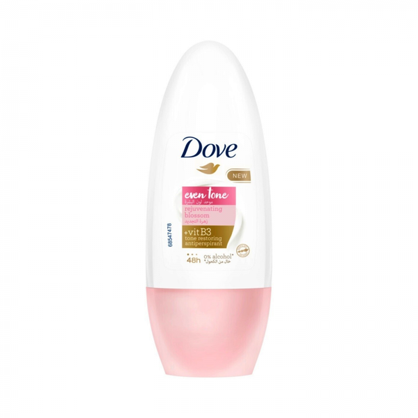 Dove Even Tone Roll-On Deodorant for Women with Vitamin B3, Rejuvenating Scent, 50ml
