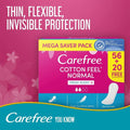 Carefree Cotton Feel Daily Panty Liners Breathable 76 Pieces