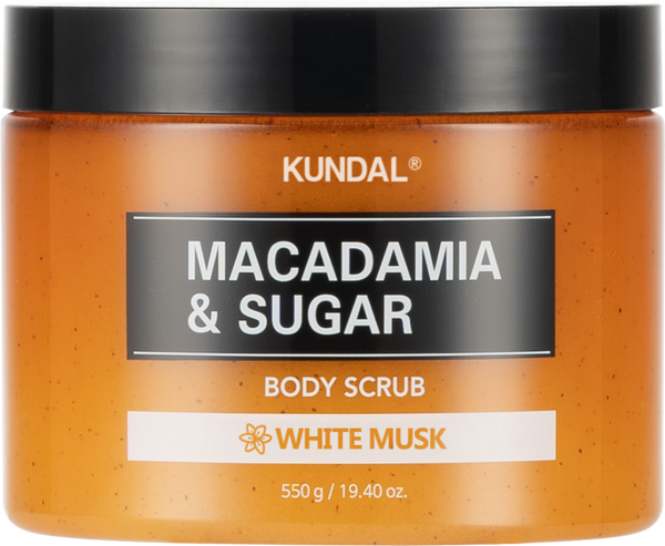 Sugar Body Scrub Exfoliating Macadamia Oil White Musk KUNDAL 550g